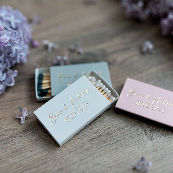 Custom matchboxes, Printed on match boxes directly, not sticker, Gold Foil Matches, Personalized matches, wedding matches, Let love sparkle