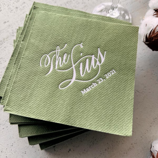 Personalized cocktail Napkins wedding, soft linen like, Gold foil napkins, airlaid Custom wedding Napkins, Napkins for wedding,