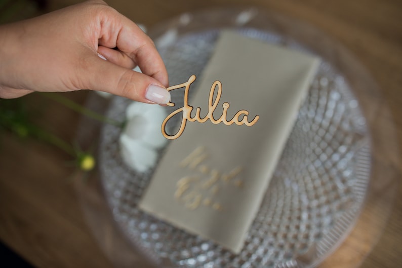 Wedding place cards Custom Lasercut, Place name settings, Guest names, Decoration wedding wood decor, name tag image 8