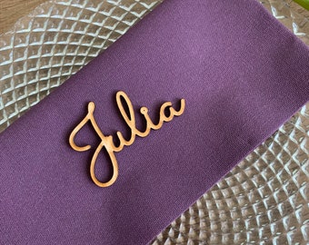 Tarjetas de lugar de boda Corte láser personalizado, configuración de nombre de lugar, nombres de invitados, decoración de madera de boda, etiqueta de nombre