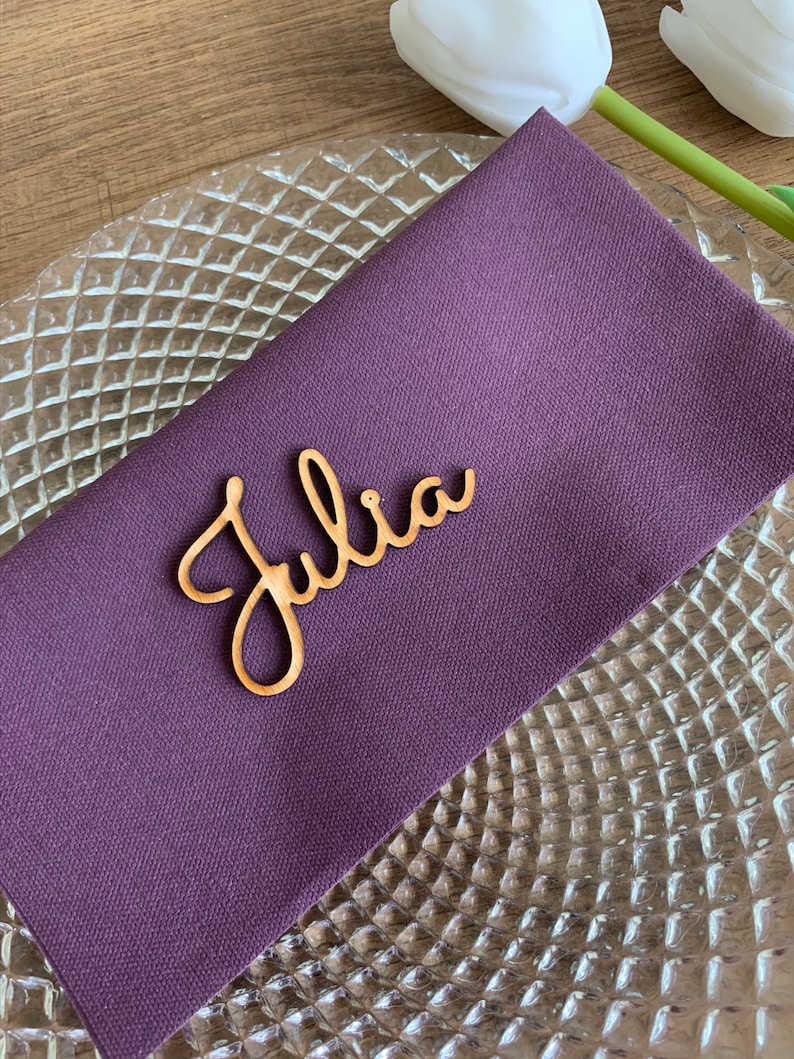 Wedding place cards Custom Lasercut, Place name settings, Guest names, Decoration wedding wood decor, name tag image 1