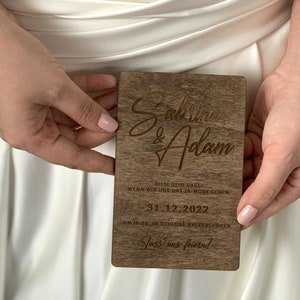 Wood Wedding Invitation, Wooden Laser engraved Wedding Invitation, Rustic Wedding Invitation, Laser Cut Wedding Invitation, image 5