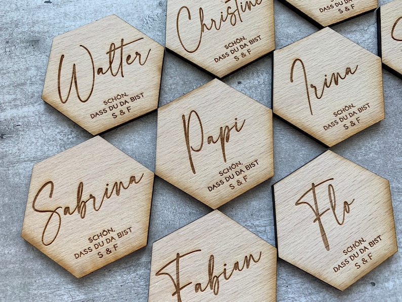 Place name settings Laser cut wood signs Decoration wedding wood decor Guest names Wedding place cards Custom Lasercut name wedding
