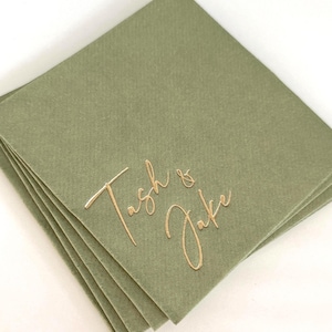 Personalized cocktail Napkins wedding, soft linen like, Gold foil napkins, airlaid Custom wedding Napkins, Napkins for wedding,