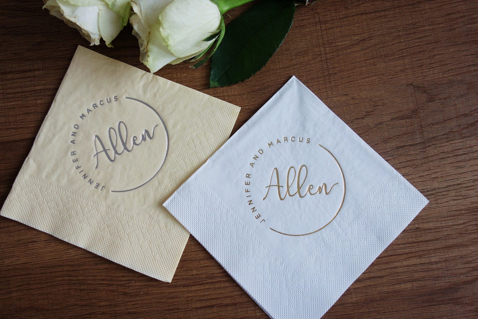 Napkins for Wedding Gold Foil Cocktail Napkins Custom Etsy