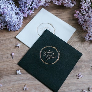 Personalized cocktail Napkins wedding, soft linen like, Gold foil napkins, airlaid Custom wedding Napkins, Napkins for wedding,