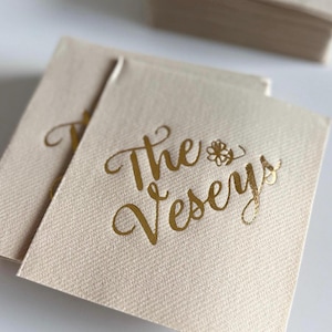 Personalized cocktail Napkins wedding, soft linen like, Gold foil napkins, airlaid Custom wedding Napkins, Napkins for wedding,