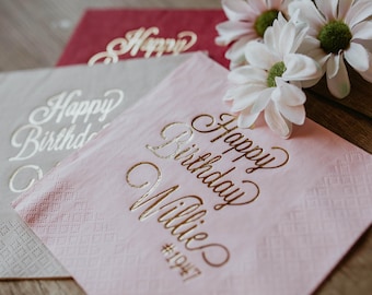 Personalized napkins birthday, Personalized Napkins, Custom Napkins, Birthday Napkins, Monogramed Napkins, Custom Luncheon Napkins