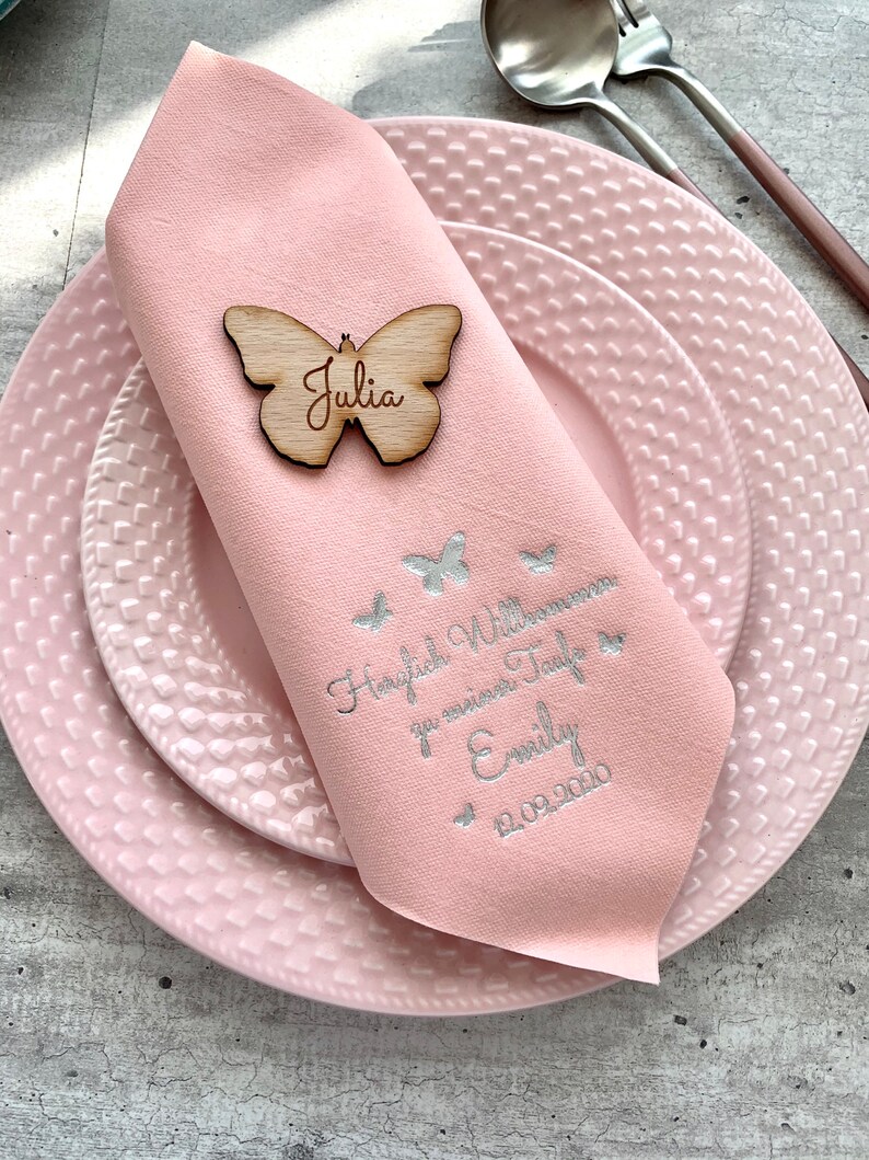 Baptism place cards Custom Lasercut Guest names Decoration wedding wood decor Laser cut wood signs Place name settings name wedding