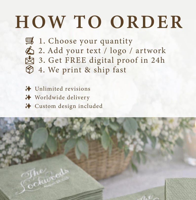 Personalized Cocktail Napkins Wedding, Embossed Monogram Napkins, Custom Wedding Napkins, Soft Linen Like Napkins, Interlocking Monogram image 5