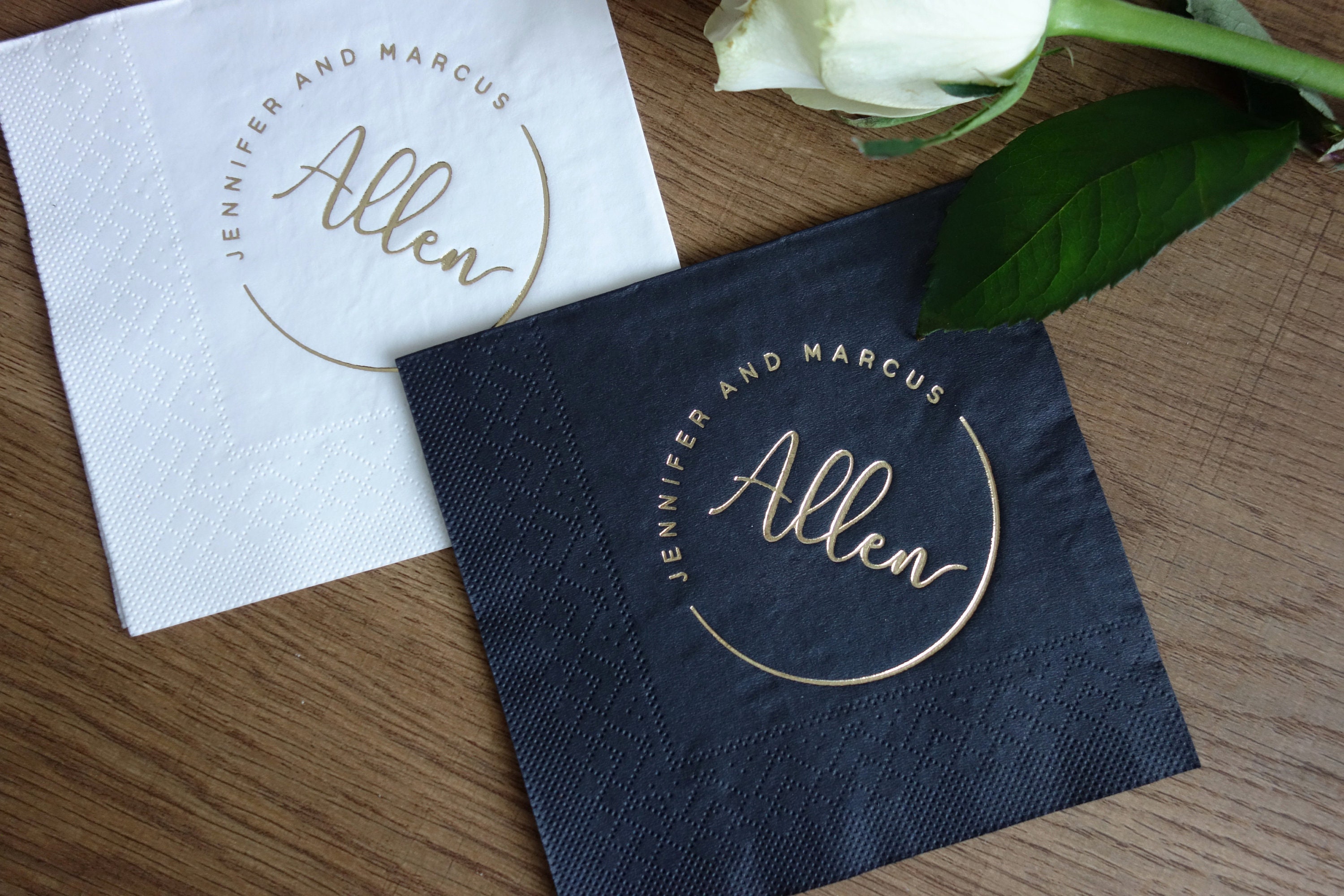 Napkins for Wedding Gold Foil Cocktail Napkins Custom Etsy