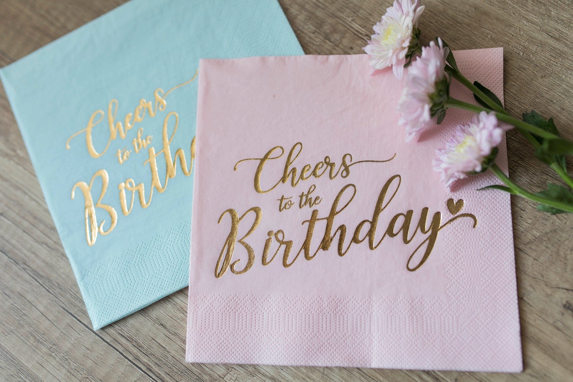 Birthday Napkins Personalized Napkins Happy Birthday Etsy