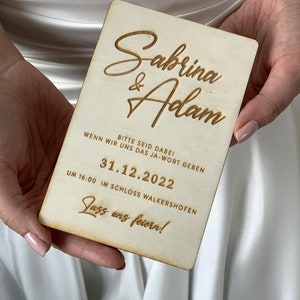 Wood Wedding Invitation, Wooden Laser engraved Wedding Invitation, Rustic Wedding Invitation, Laser Cut Wedding Invitation, image 6