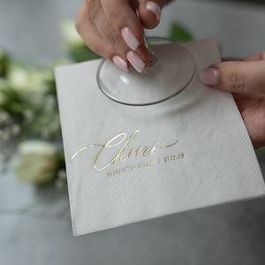 Cheers Napkins, cocktail napkins, personalized napkins engagement, napkins wedding reception, Wedding Napkins, Monogramed Napkins, image 1