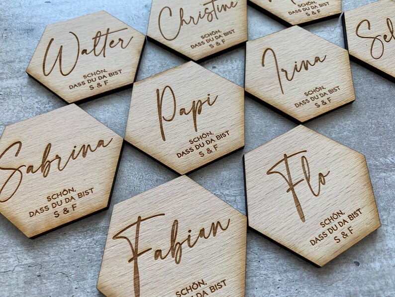 Place name settings Laser cut wood signs Decoration wedding wood decor Guest names Wedding place cards Custom Lasercut name wedding