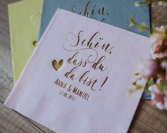 Bedruckte Servietten, Servietten mit Namen, Personalisierte Servietten, Servietten Hochzeit, Hochzeit