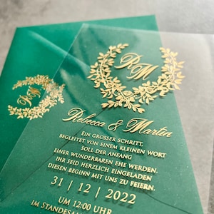 Einladungskarte, Hochzeitseinladung mit minimalistischem Design, Einladung Hochzeit, Letterpress, Gold folie,