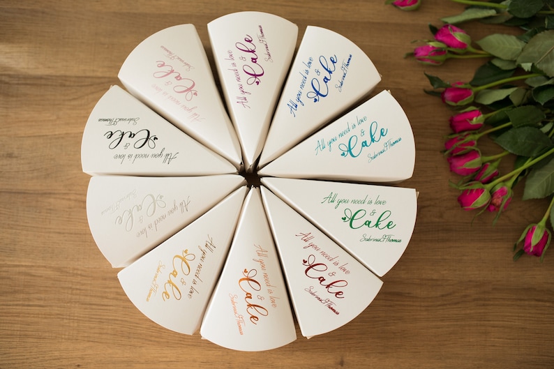 30 Personalized Wedding Cake Boxes for Guests Gold Foil Etsy