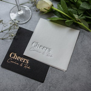 Personalized cocktail Napkins wedding, soft linen like, Gold foil napkins, airlaid Custom wedding Napkins, Napkins for wedding,