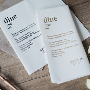 Hochzeitsmenu auf Vliesstoff Servietten, Bedruckte Servietten,  Personalisierte Servietten, Servietten Hochzeit, Hochzeit, Hochzeitsmenu
