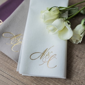 Tovaglioli personalizzati, Tovaglioli monouso in morbido lino, Lamina d'oro, Tovaglioli personalizzati, CENA, tovaglioli, Tovaglioli da matrimonio, Decorpress