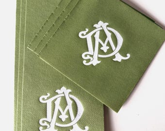 Personalized Wedding Napkin Set, Cocktail & Guest Towels, Embossed Monogram, Linen Feel Airlaid, Custom Names Reception