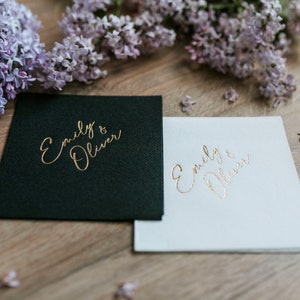 Tovaglioli da cocktail personalizzati per matrimonio, morbidi come il lino, tovaglioli in lamina d'oro, tovaglioli da matrimonio personalizzati airlaid, tovaglioli per matrimonio,
