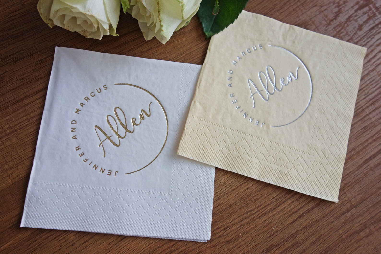 Napkins for Wedding Gold Foil Cocktail Napkins Custom Etsy