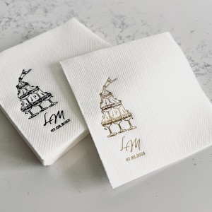 Personalized cocktail Napkins wedding, soft linen like, Gold foil napkins, airlaid Custom wedding Napkins, Napkins for wedding,