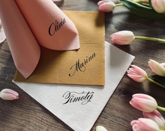 Personalized napkins with guest name, Soft linen like napkins disposable, DINNER,napkins, Wedding napkins, Decorpress