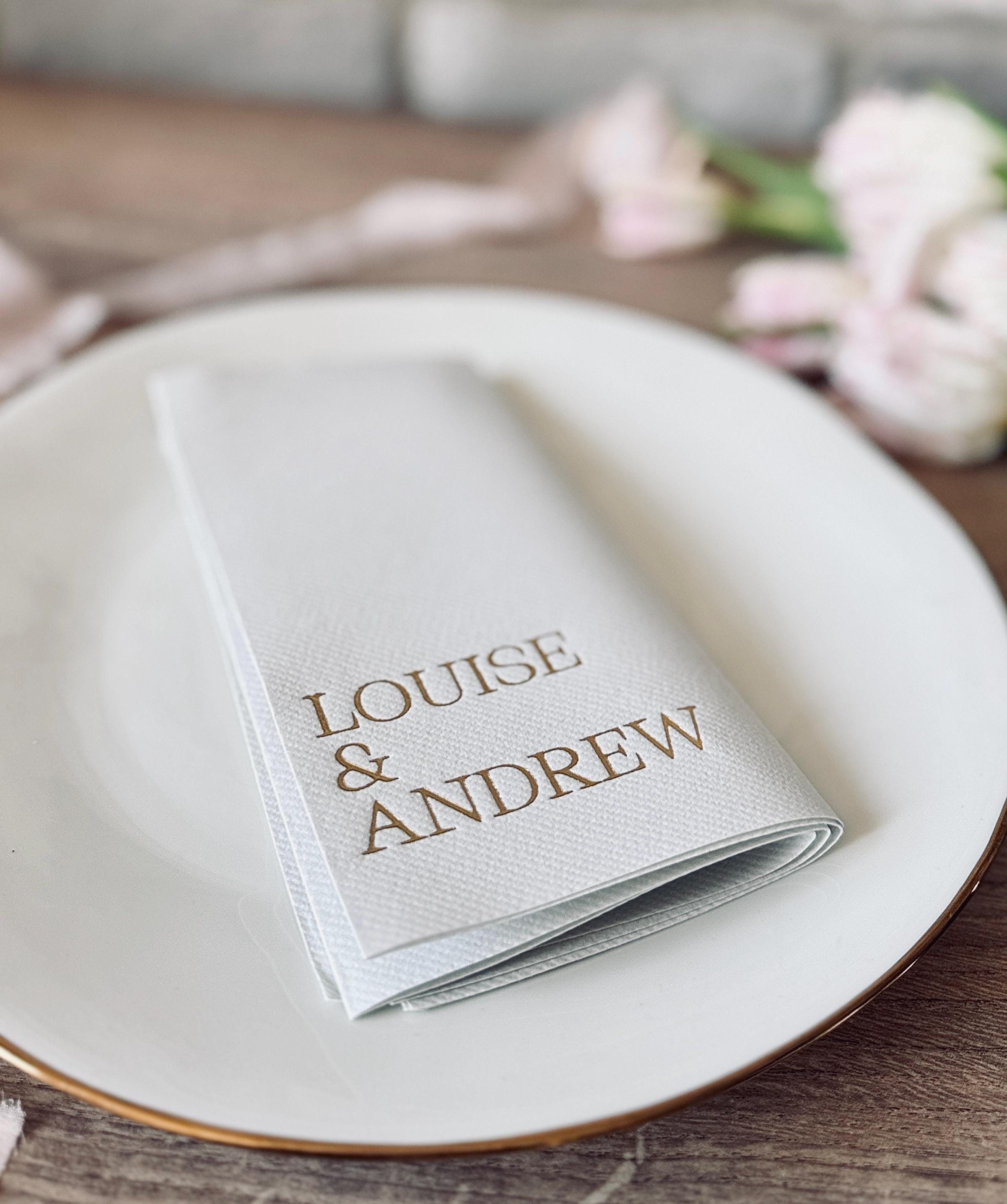 Personalized napkins, Soft linen like napkins disposable, Gold foil, Personalized napkins, DINNER,napkins, Wedding napkins, Decorpress
