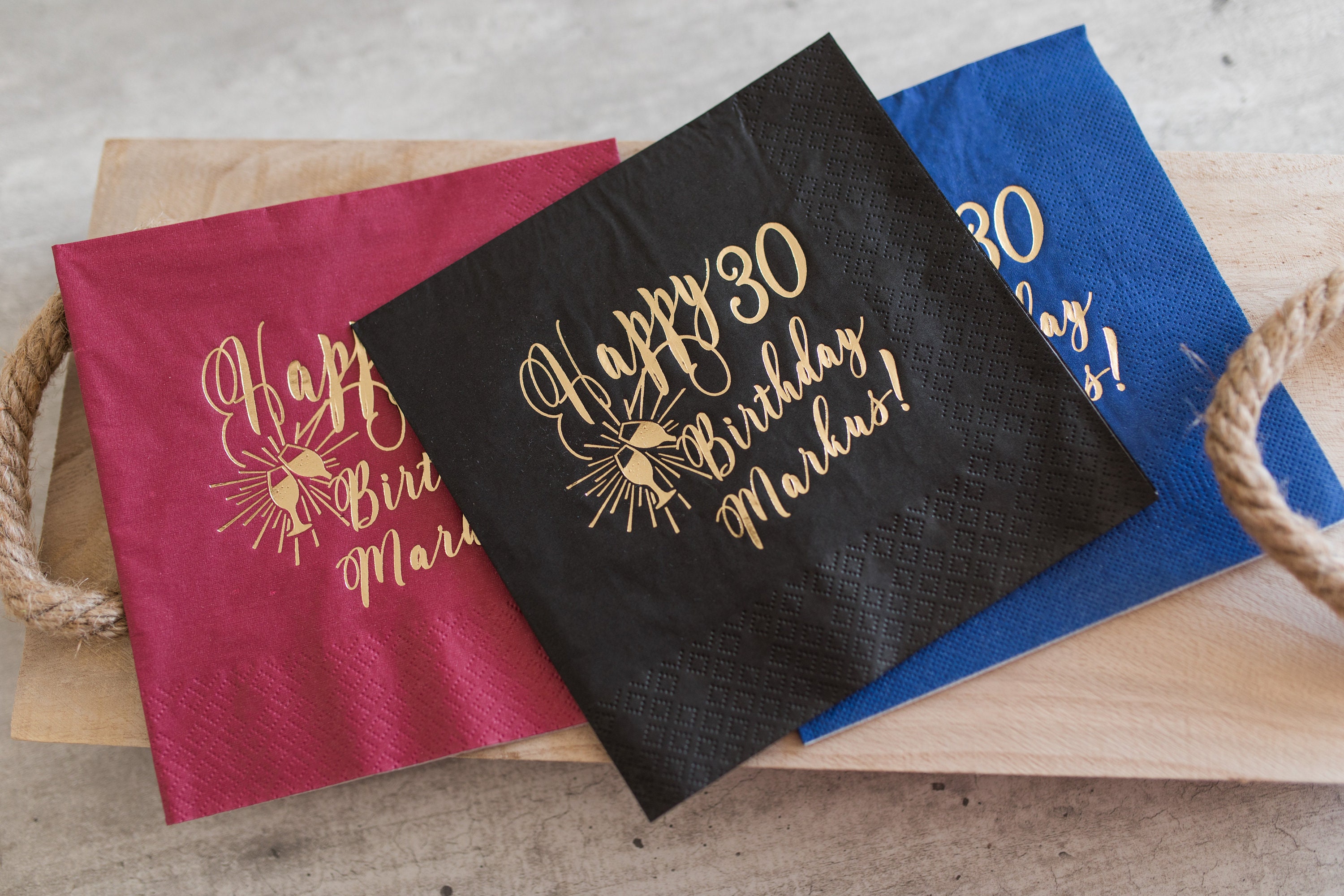 Birthday Napkins Personalized Napkins Happy Birthday Etsy UK