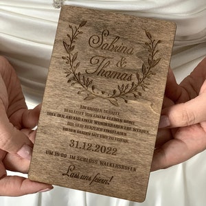 Hochzeit Einladung Holz, Rustikale Hochzeitseinladung , Einladungskarte zur Hochzeit, Hochzeitsholzdekor, Dekoration Hochzeit Bild 6