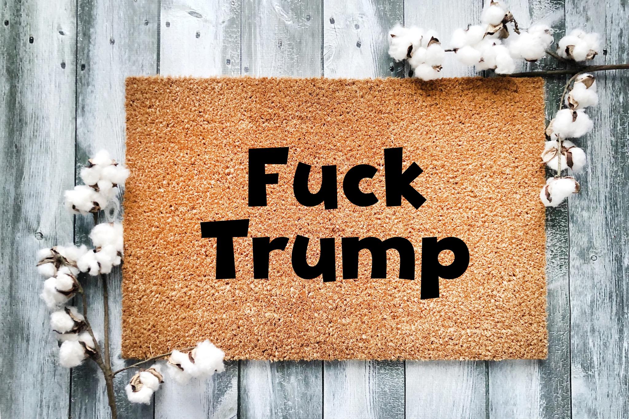 Custom Fuck Trump Coir Doormat | Bold Political Statement Welcome Mat | Personalized Anti-Trump Doormat | Funny & Unique Home Decor Gift