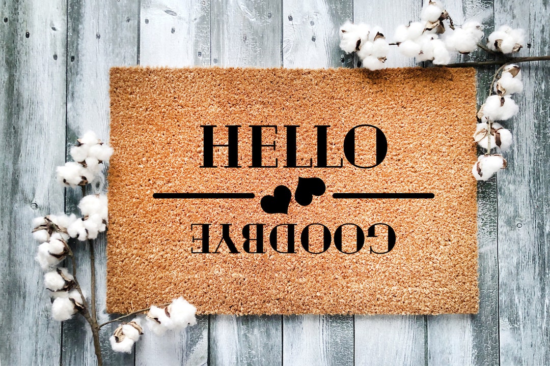 Hello Goodbye Coir Doormat - Bohemian Welcome Mat - Etsy
