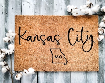 Kansas City Doormat, Front Door Mat, Welcome Mat, Kansas City Welcome Mat, Handmade Doormat, Housewarming Gift