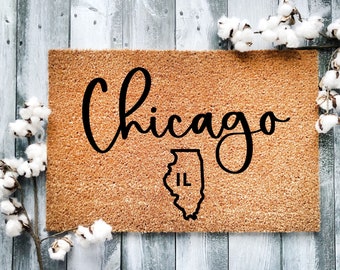 Chicago Doormat, Front Door Mat, Welcome Mat, Chicago Welcome Mat, Handmade Doormat, Housewarming Gift