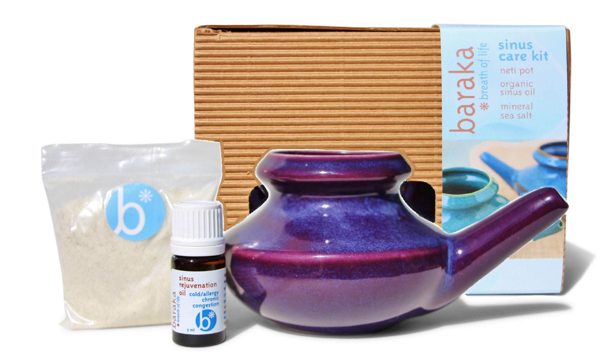 Baraka Neti Pot Mineral Salt Sinus Rinse Saline Solution - Use with Neti Pot  - P