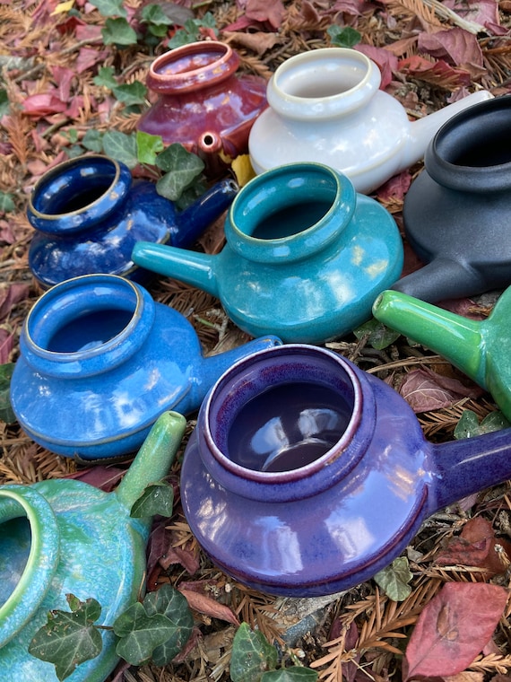 Baraka Handmade Ceramic Neti Pot Assorted Colors 