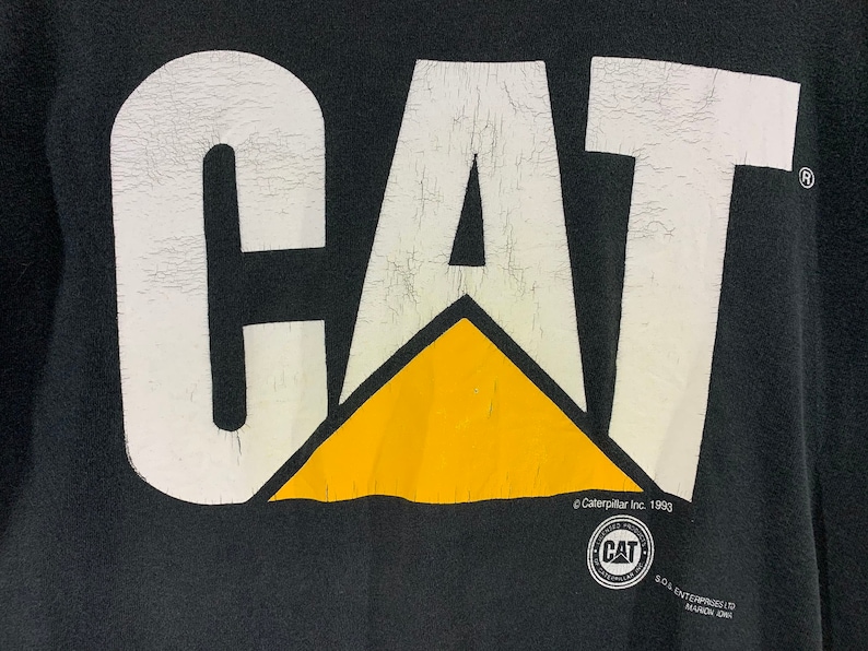 Rare Cat Caterpillar logo vintage 90s distressed shirt | Etsy