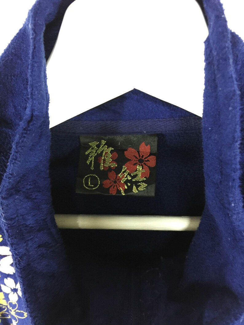Japanese souvenir dragon and sakura motive vintage 90s fleece jacketsukajanjapanese streetwear Rare!