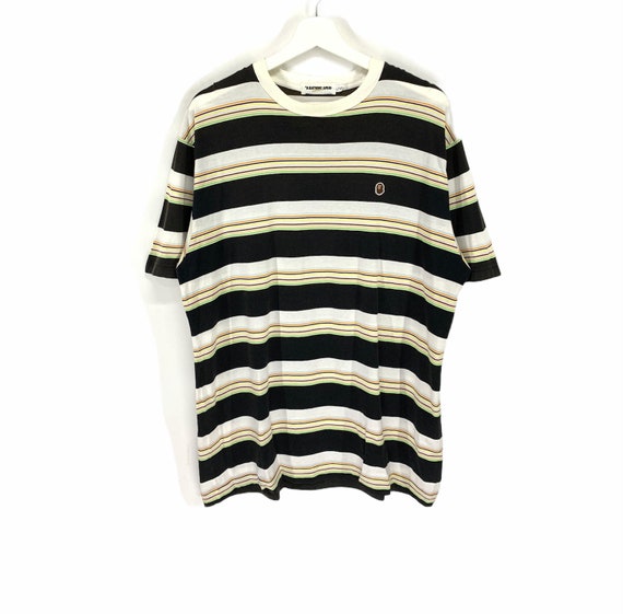 Rare!! Bathing ape multicolor stripe small logo sh