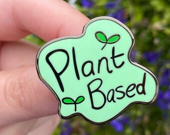 Plant Based Enamel Pin - Plant Pin, Plant Based Pin, Vegan Enamel Pin, Vegan Pin, Vegetarian Pin, Vegan Gift