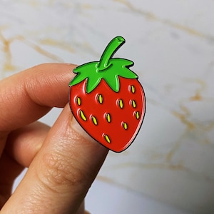 Strawberry Enamel Pin Fruit Enamel Pin Vegan Enamel Pin Plant Based Pin Vegan Gift Strawberry Pin Strawberry Gift Fruit Pin Food Enamel Pin