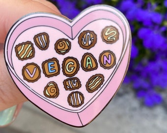 Vegan Chocolates Pin - Vegan Enamel Pin, Vegan Pin, Vegan Gift, Enamel Pins, Lapel Pin, Animal Lover, Birthday Gift, Brooch