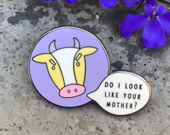 Vegan Pin - Cow Pin, Vegan Gift, Vegan Enamel Pin, Vegetarian, Animal Rights, Dairy Free, Christmas Gift, Birthday Gift