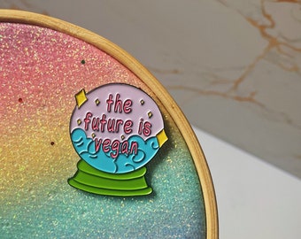 SECONDS The Future Is Vegan Pin, Vegan Enamel Pin, Vegan Gift, Vegetarian, Vegan Activism, Animal Rights, Christmas Gift, Lapel Pin