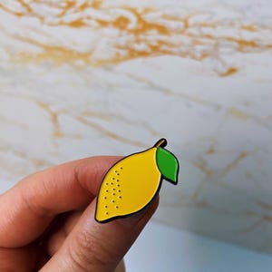 Lemon Enamel Pin Fruit Enamel Pin Vegan Enamel Pin Plant Based Pin Vegan Gift Lemon Pin Lemon Gift Fruit Badge Food Enamel Pin