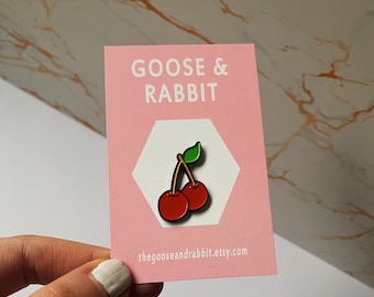 Cherry Enamel Pin, Fruit Enamel Pins, Lapel Pin, Brooch, Badge, Food Pins, Food Enamel Pins, Soft Enamel Pin, Fruit Pins