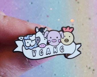 Vgang Pin - Vegan Pin, Vegan Enamel Pin, Vegan Gift, Vegetarian, Vegan Activism, Cute Enamel Pin, Animal Rights, Christmas Gift, Lapel Pin